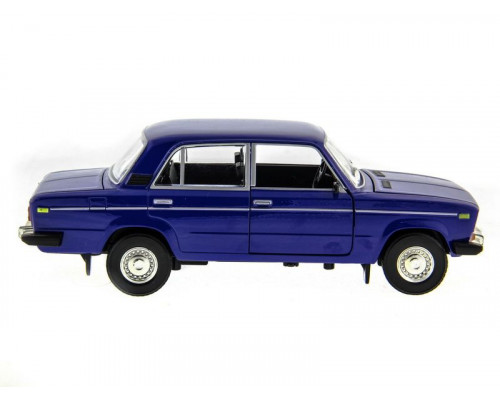 Машина АВТОПАНОРАМА ВАЗ 2106 синяя ,1/22, инерция, Pull Bаck механизм, в/к 10*12*22 cм