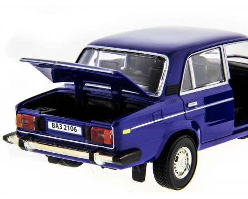 Машина АВТОПАНОРАМА ВАЗ 2106 синяя ,1/22, инерция, Pull Bаck механизм, в/к 10*12*22 cм