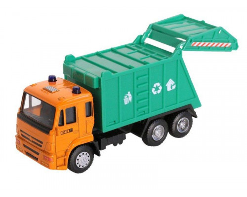 Машина АВТОПАНОРАМА Мусоровоз, 1:54, цвет зеленый, инерция, в/к 16,5*6,3*9
