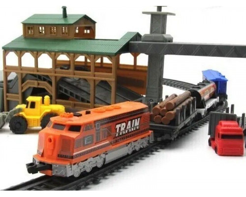 Железная дорога BSQ-2083 со станцией загрузки леса, длина полотна 450 см