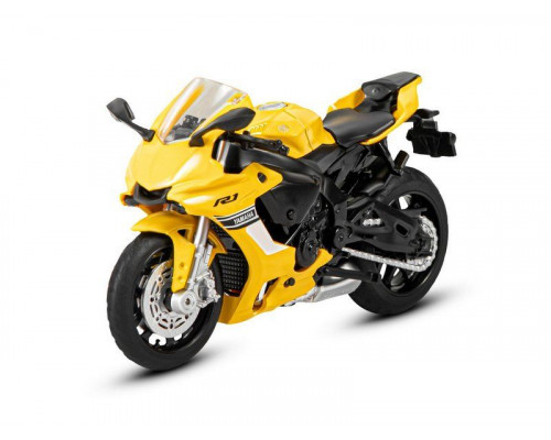 Мотоцикл АВТОПАНОРАМА YAMAHA YZF-R1, 1/18, металл, желтый, свободный ход колес