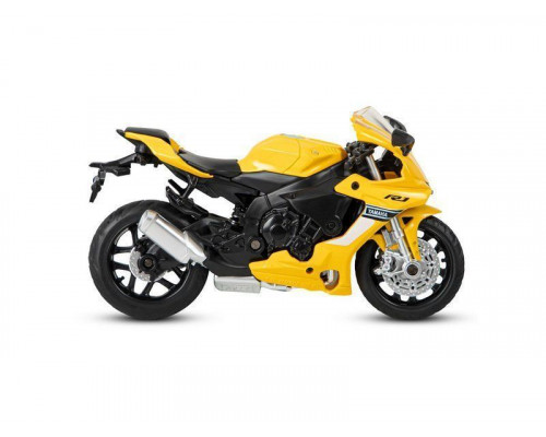 Мотоцикл АВТОПАНОРАМА YAMAHA YZF-R1, 1/18, металл, желтый, свободный ход колес