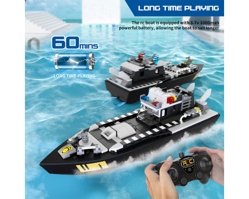 Радиоуправляемый катер Flytec V103 конструктор 2 в 1 (169 деталей) 2.4G RTR