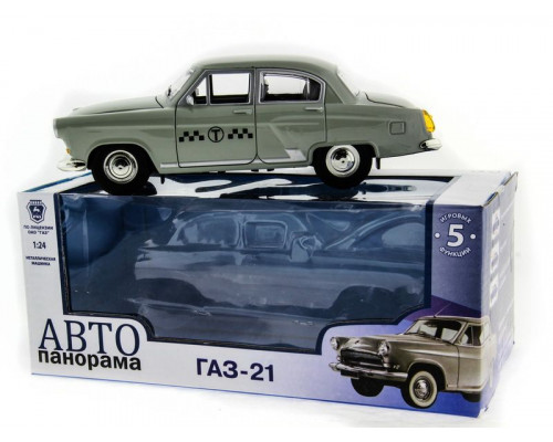 Машина АВТОПАНОРАМА ГАЗ-21 Волга 1/24 в/к  26*12*11см, серая