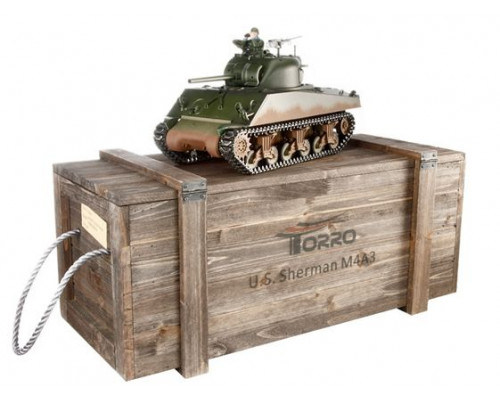 Р/У танк Torro Sherman M4A3, 1/16  2.4G, ВВ-пушка, деревянная коробка