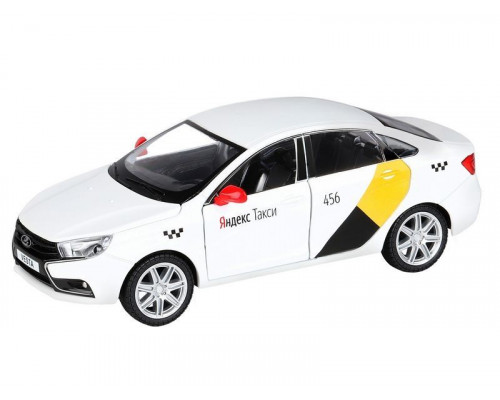 Машина АВТОПАНОРАМА Яндекс.Такси  LADA VESTA, белый, 1/24, в/к 24,5*12,5*10,5 см