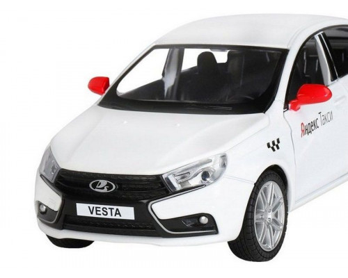 Машина АВТОПАНОРАМА Яндекс.Такси  LADA VESTA, белый, 1/24, в/к 24,5*12,5*10,5 см