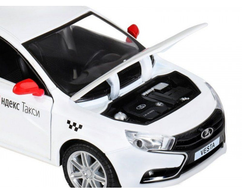 Машина АВТОПАНОРАМА Яндекс.Такси  LADA VESTA, белый, 1/24, в/к 24,5*12,5*10,5 см