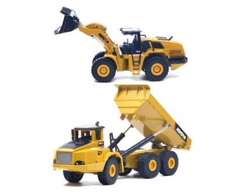 Металлический фронтальный погрузчик + самосвал HUI NA TOYS 1/50