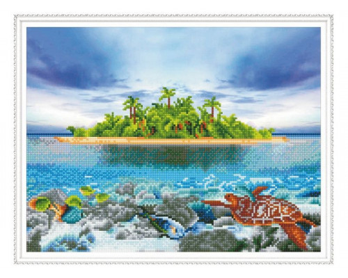 Алмазная мозаика с нанесенной рамкой 40х50 ОСТРОВ (34 цвета)