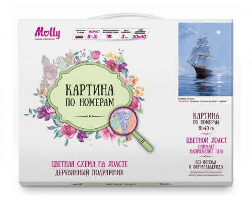 Картина по номерам с цветной схемой на холсте 30х40 Мираж (18 цветов)