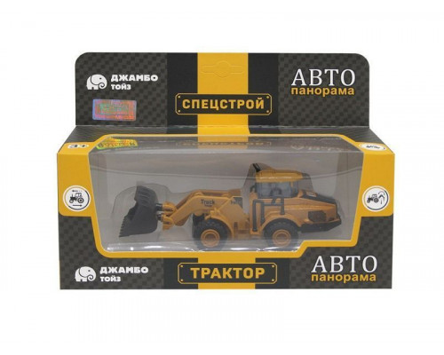 Машина АВТОПАНОРАМА БУЛЬДОЗЕР, оранжевый, инерция, в/к 20,5*7,5*9 см