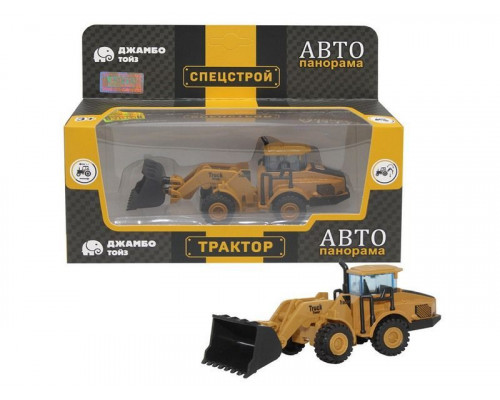 Машина АВТОПАНОРАМА БУЛЬДОЗЕР, оранжевый, инерция, в/к 20,5*7,5*9 см
