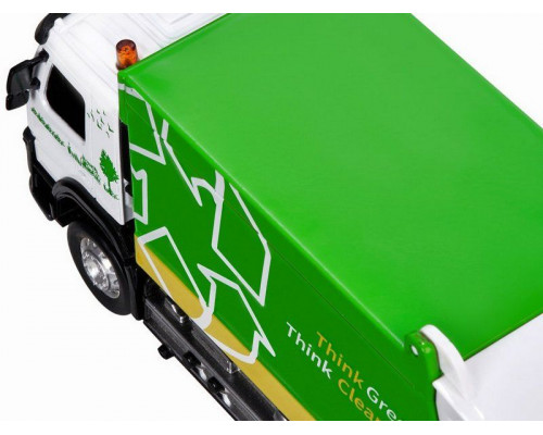 Машина АВТОПАНОРАМА Volvo мусоровоз, зеленый, 1/50, свет, звук, в/к 28*14*10 см