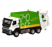 Машина "АВТОПАНОРАМА" Volvo мусоровоз, зеленый, 1/50, свет, звук, в/к 28*14*10 см