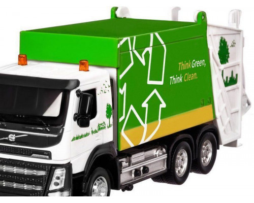 Машина АВТОПАНОРАМА Volvo мусоровоз, зеленый, 1/50, свет, звук, в/к 28*14*10 см
