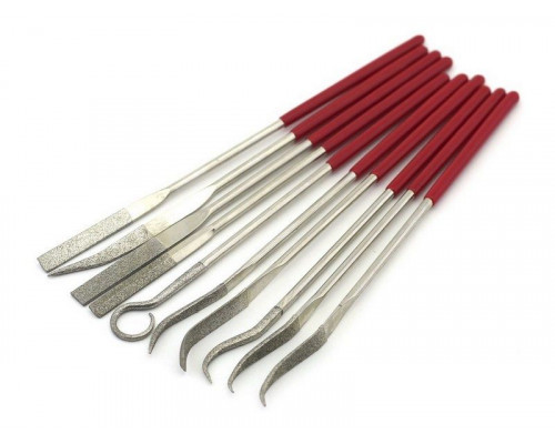 Набор универсальный 3 надфиля + 7 рифелей, алмазные, блистер + чехол, шт