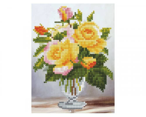 Алмазная мозаика 15х20 ЧАЙНЫЕ РОЗЫ (20 цветов)