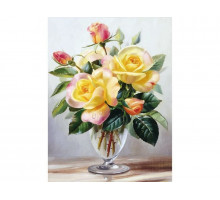 Алмазная мозаика 15х20 ЧАЙНЫЕ РОЗЫ (20 цветов)