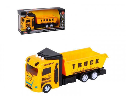 Машина AUTODRIVE Грузовик строительный фрикционный, со светом и звуком,  в/к 23,5*7*11 см