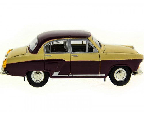 Машина АВТОПАНОРАМА ГАЗ-21 Волга 1/24 в/к  26*12*11см, желто-бордовая