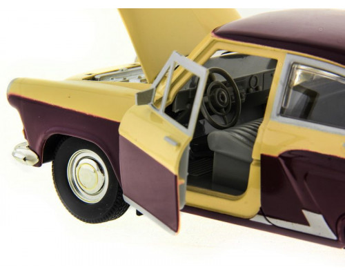 Машина АВТОПАНОРАМА ГАЗ-21 Волга 1/24 в/к  26*12*11см, желто-бордовая