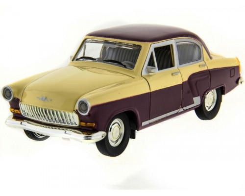 Машина АВТОПАНОРАМА ГАЗ-21 Волга 1/24 в/к  26*12*11см, желто-бордовая