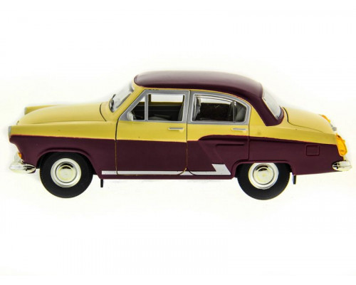Машина АВТОПАНОРАМА ГАЗ-21 Волга 1/24 в/к  26*12*11см, желто-бордовая