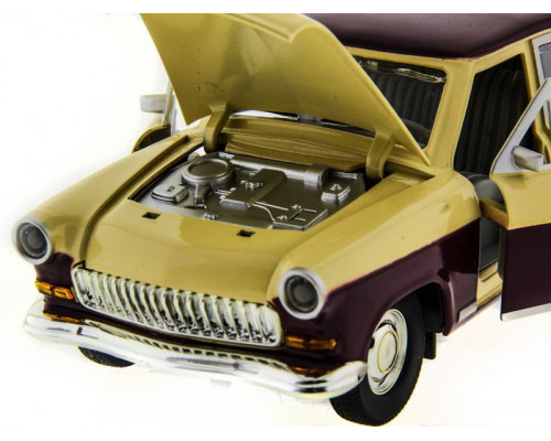 Машина АВТОПАНОРАМА ГАЗ-21 Волга 1/24 в/к  26*12*11см, желто-бордовая