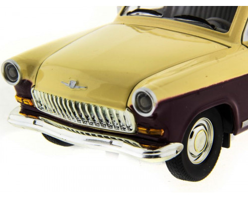 Машина АВТОПАНОРАМА ГАЗ-21 Волга 1/24 в/к  26*12*11см, желто-бордовая