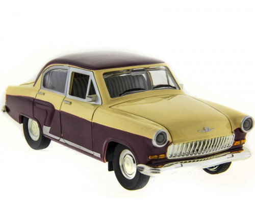 Машина АВТОПАНОРАМА ГАЗ-21 Волга 1/24 в/к  26*12*11см, желто-бордовая
