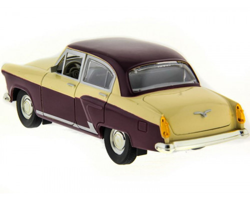 Машина АВТОПАНОРАМА ГАЗ-21 Волга 1/24 в/к  26*12*11см, желто-бордовая