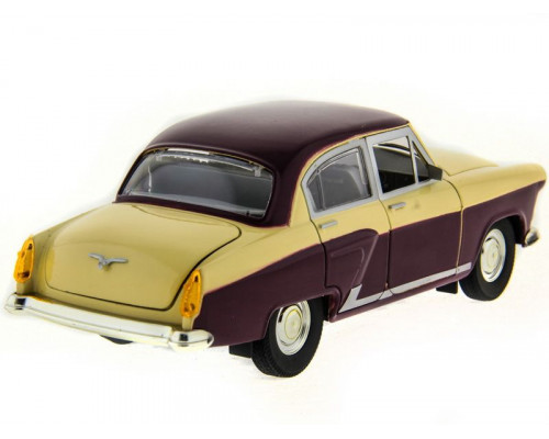 Машина АВТОПАНОРАМА ГАЗ-21 Волга 1/24 в/к  26*12*11см, желто-бордовая
