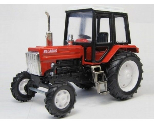 Сувенирная модель трактора МТЗ-82 Люкс-2 металл (красный с бел.кабиной) 1:43
