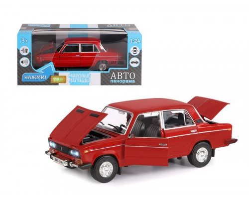 Машина АВТОПАНОРАМА ВАЗ 2106, 1/22, красный, инерция, в/к 24,5*12,5*10,5 см
