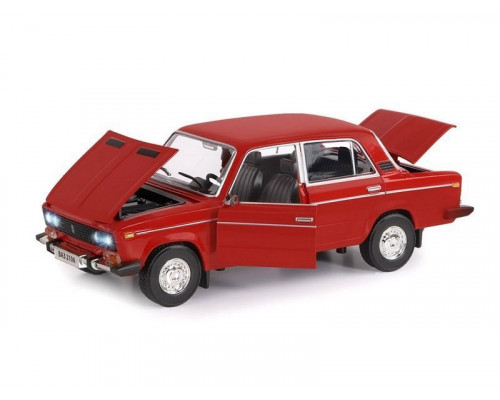 Машина АВТОПАНОРАМА ВАЗ 2106, 1/22, красный, инерция, в/к 24,5*12,5*10,5 см