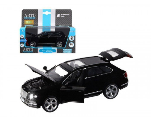 Машина АВТОПАНОРАМА Bentley Bentayga, черный, 1/34, свет, звук, инерция, в/к 17,5*13,5*9 см