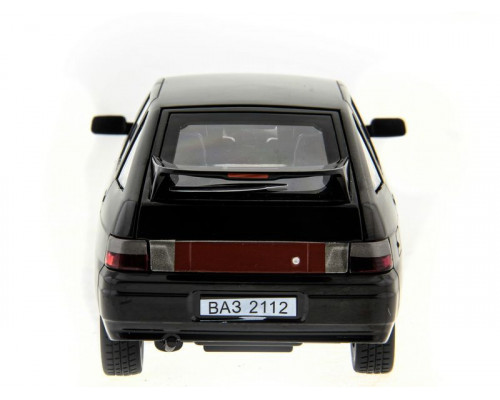 Машина АВТОПАНОРАМА ВАЗ 2112 черная,1/22, инерция, Pull Bаck механизм, в/к 10*12*22 cм