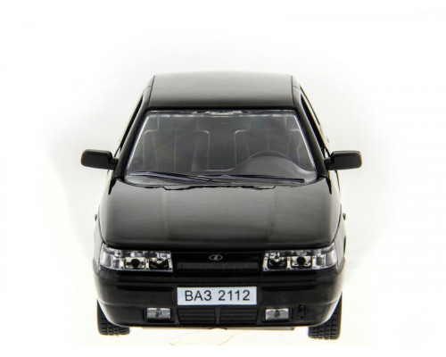 Машина АВТОПАНОРАМА ВАЗ 2112 черная,1/22, инерция, Pull Bаck механизм, в/к 10*12*22 cм