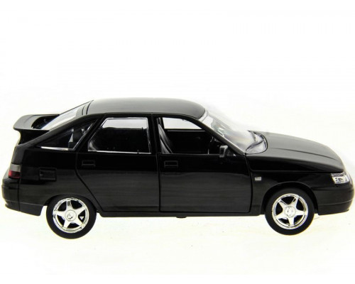 Машина АВТОПАНОРАМА ВАЗ 2112 черная,1/22, инерция, Pull Bаck механизм, в/к 10*12*22 cм