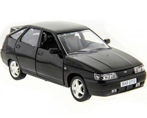 Машина АВТОПАНОРАМА ВАЗ 2112 черная,1/22, инерция, Pull Bаck механизм, в/к 10*12*22 cм