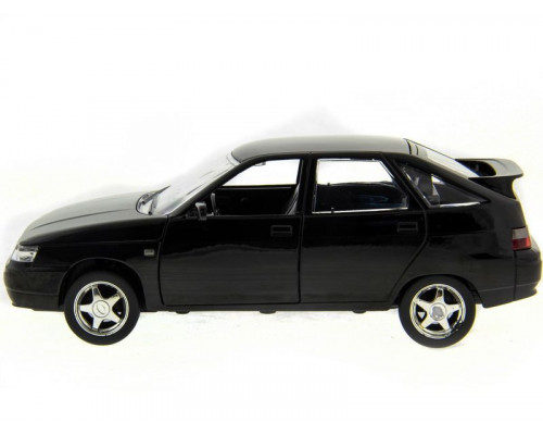 Машина АВТОПАНОРАМА ВАЗ 2112 черная,1/22, инерция, Pull Bаck механизм, в/к 10*12*22 cм