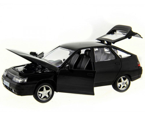 Машина АВТОПАНОРАМА ВАЗ 2112 черная,1/22, инерция, Pull Bаck механизм, в/к 10*12*22 cм