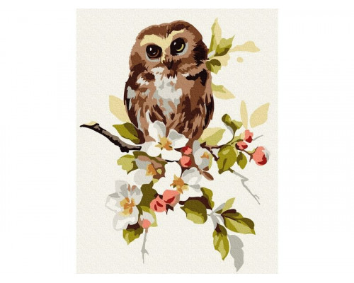 Картина по номерам 15х20 СОВЁНОК НА ЯБЛОНЕ (16 цветов)