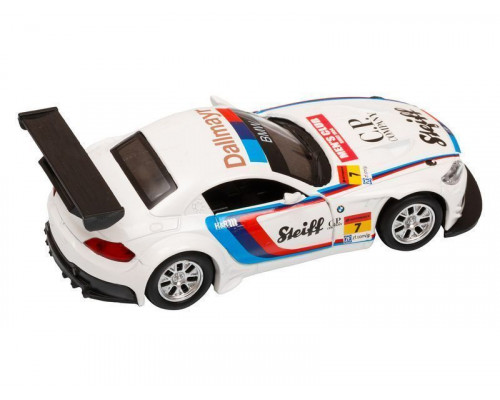 Машина АВТОПАНОРАМА BMW Z4 GT3, 1/38, белый, инерция, откр. двери, в/к 17,5*12,5*6,5 см