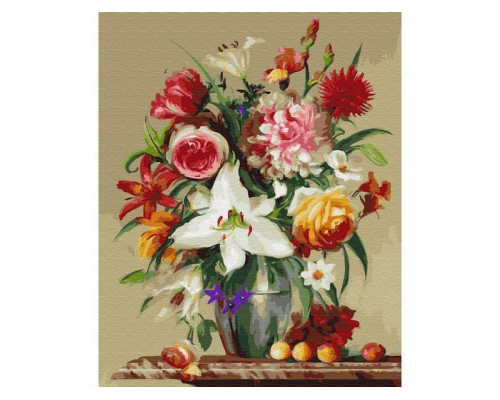 Картина по номерам 40х50 Бузин. Цветы и фрукты (28 цветов)