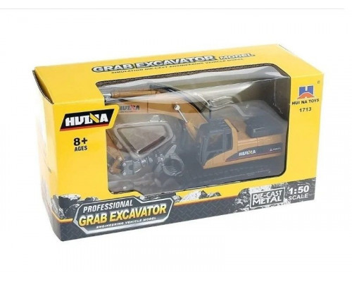 Металлический экскаватор с грейфером HUI NA TOYS 1/50
