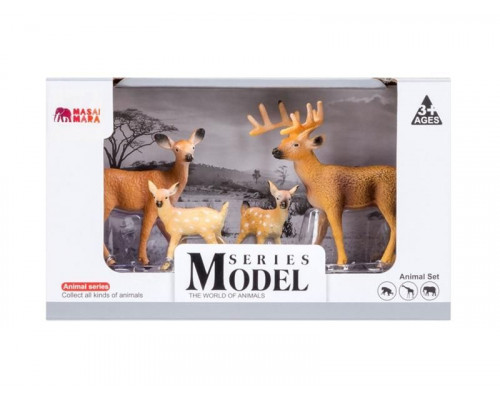 Набор фигурок животных MASAI MARA MM201-001 серии Мир диких животных: Семья оленей, 4 пр.