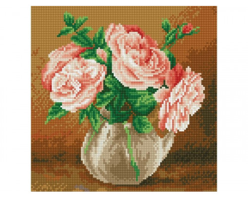 Алмазная мозаика 30х30 БУЗИН. СЛУЧАЙНЫЙ БУКЕТ (25 цветов)