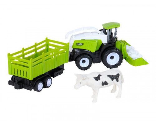 Комбайн AUTODRIVE инерционный, с прицепом и коровой, в/к 26*6,5*8,8 см